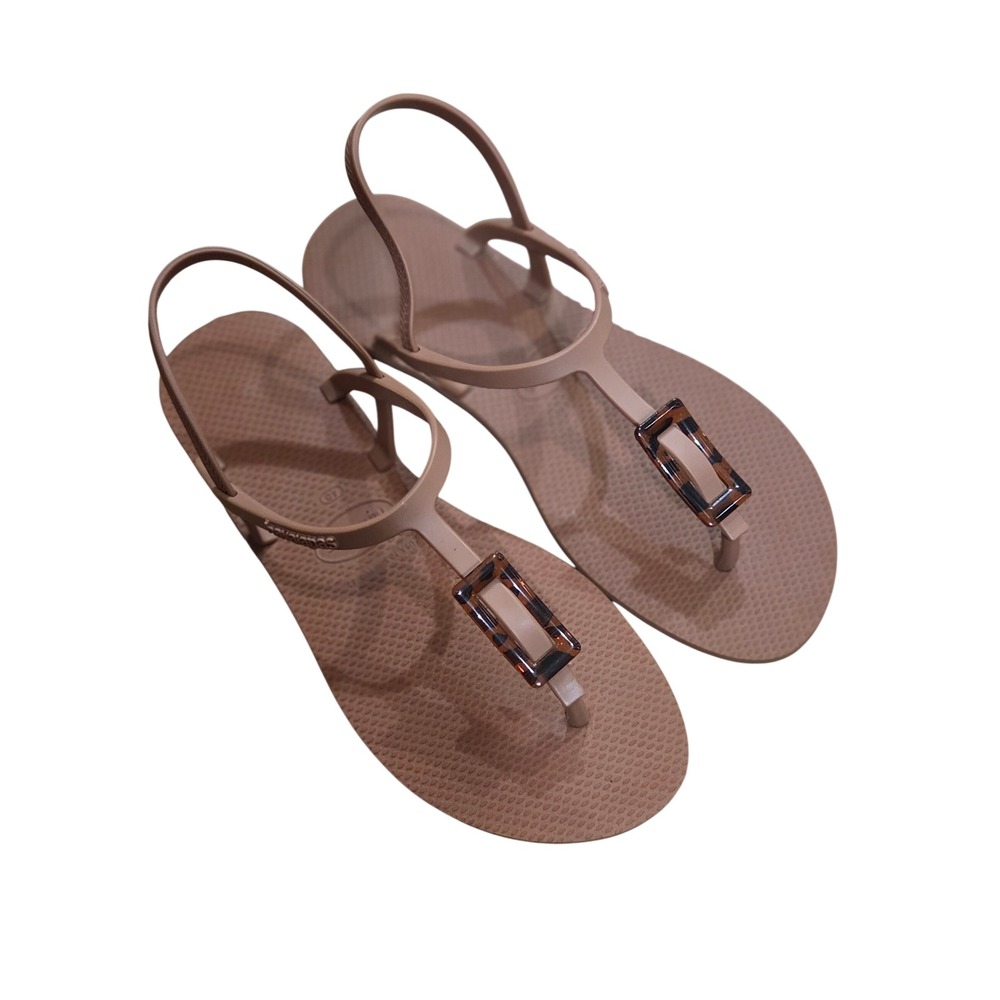 Havaianas You Paraty Buckle Logo Flip Flops T Strap Sandal Tortoise 10.5 42 Slim